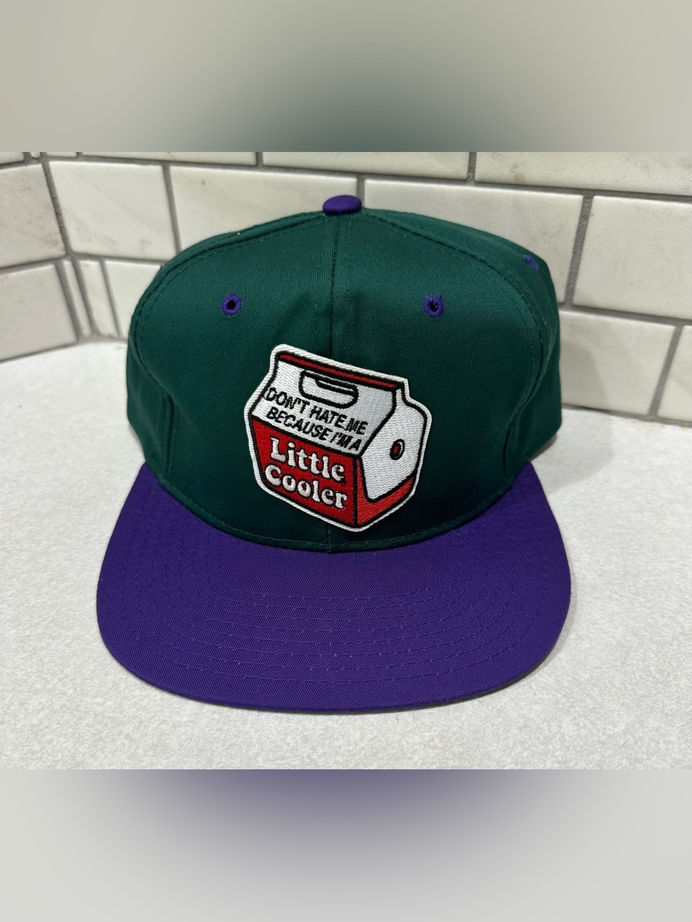 Flat Brim Hat - blue/purple-“DON'T HATE ME COOLER BECAUSE I’M A LITTLE COOL”
